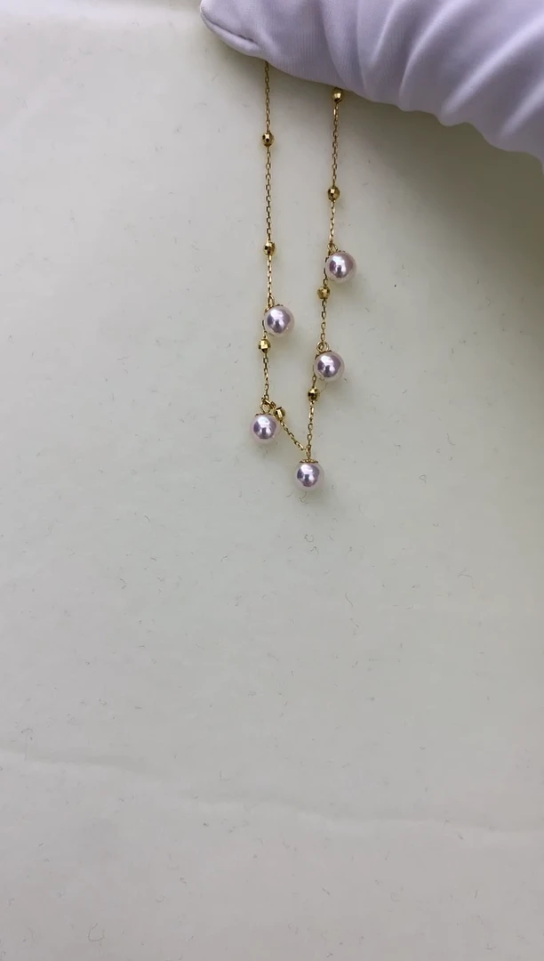 18K金镶嵌DA海水珍珠 akoya手链4.5-5MM GD078