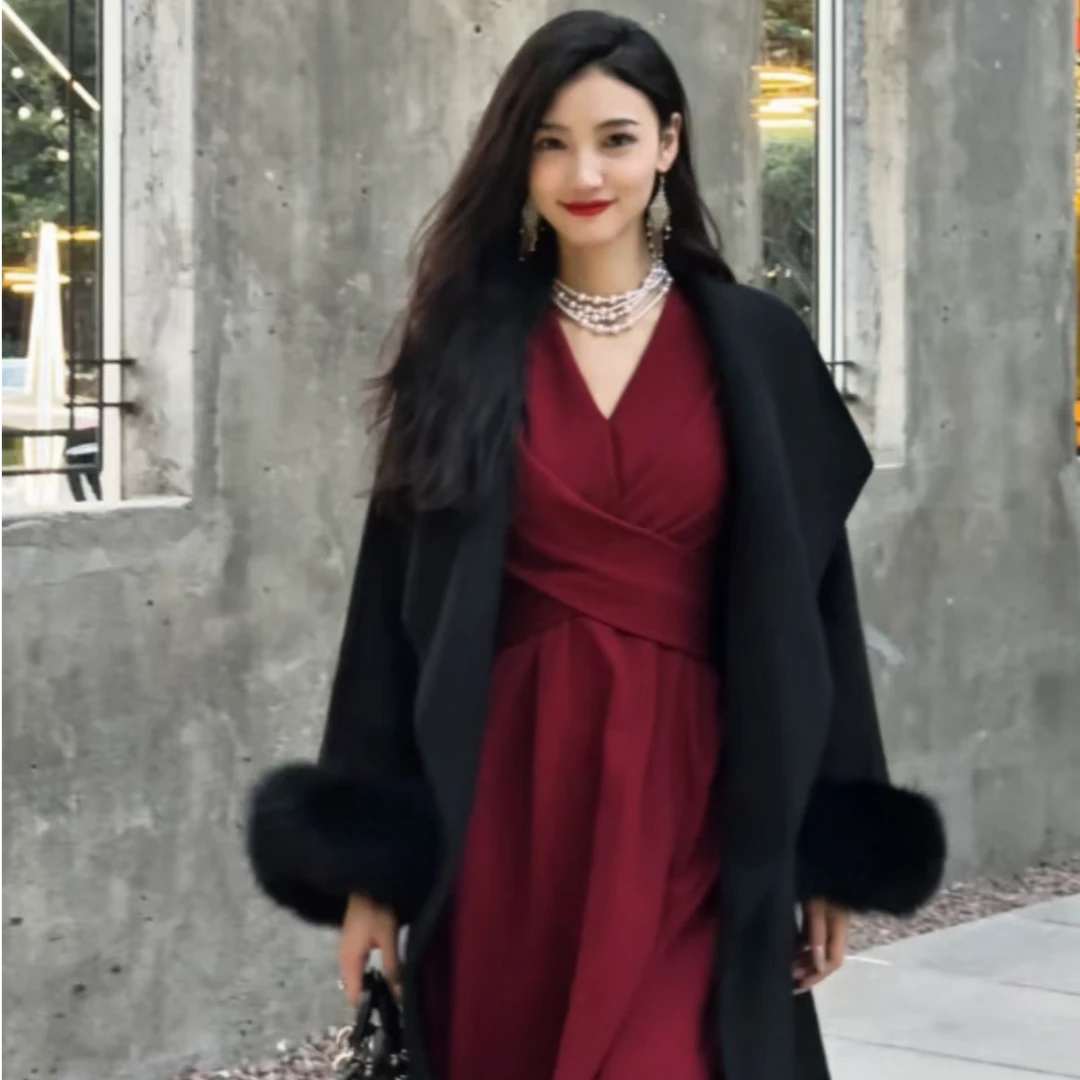 【于一】迎春 秋冬新款优雅气质小众设计修身连衣裙-YL20061