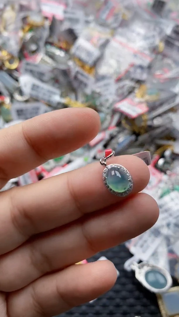 翡翠戒指银S925镶嵌7777---3