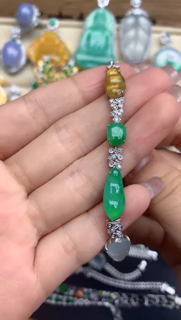 18K金镶嵌手链翡翠399-中国好珍宝