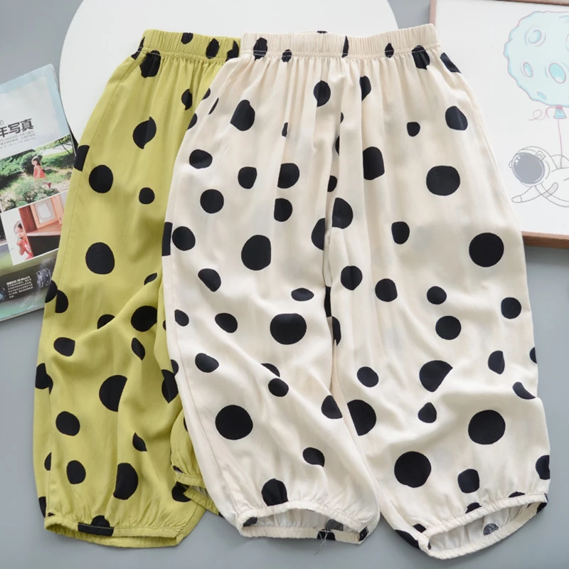 洋气童装夏款男女儿童水洗绵绸防蚊裤 中大童人造棉宽松9分灯笼裤
