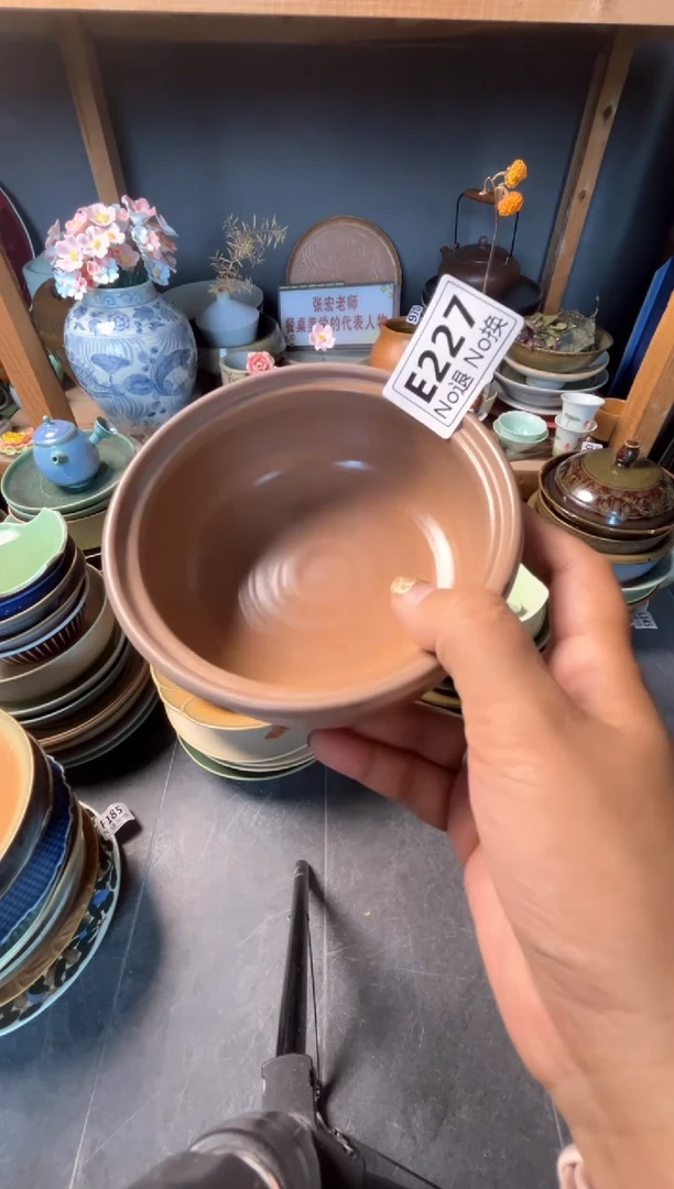 瓷片李*一e227棕色手工碗