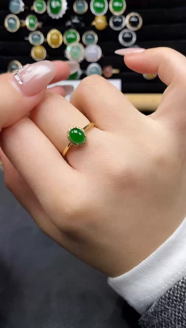 银S925镶嵌戒指翡翠111