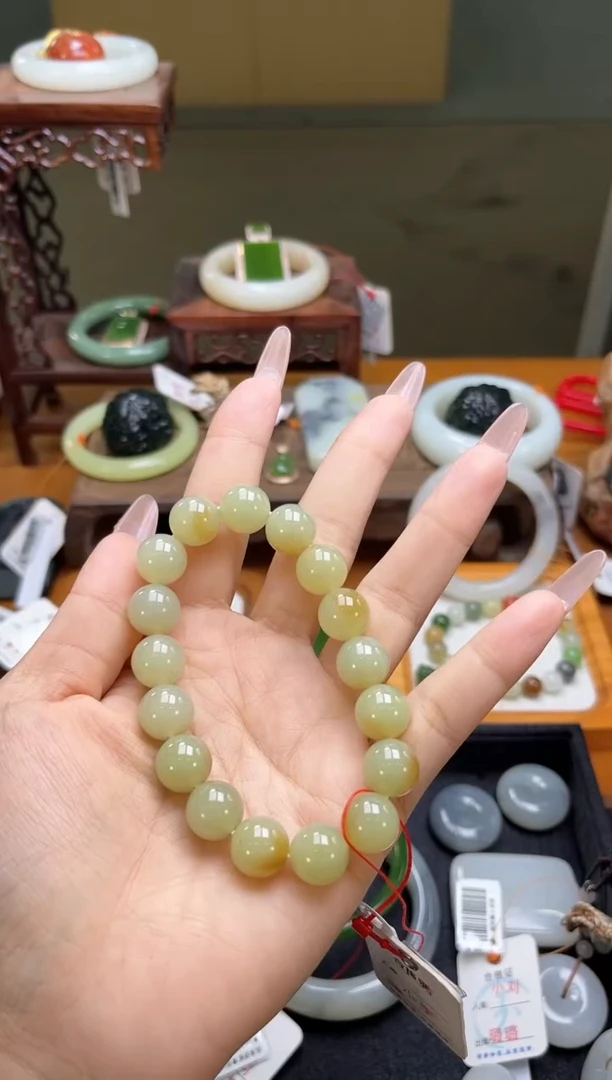 未镶嵌手串和田玉卡12且末迪克兰带糖 圆珠