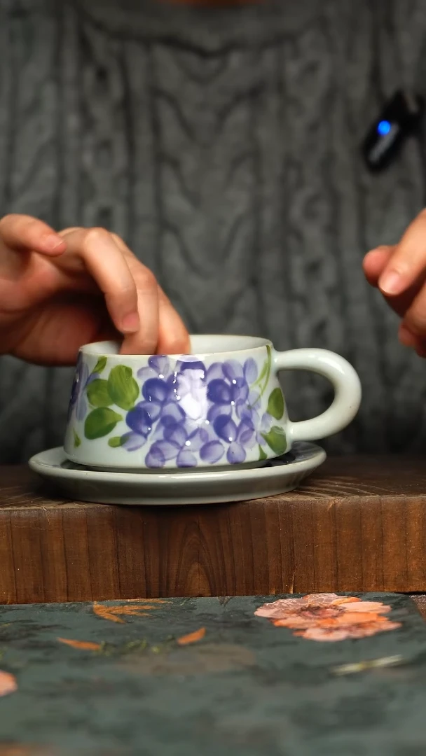 杯釉下彩手工手绘同款陶器