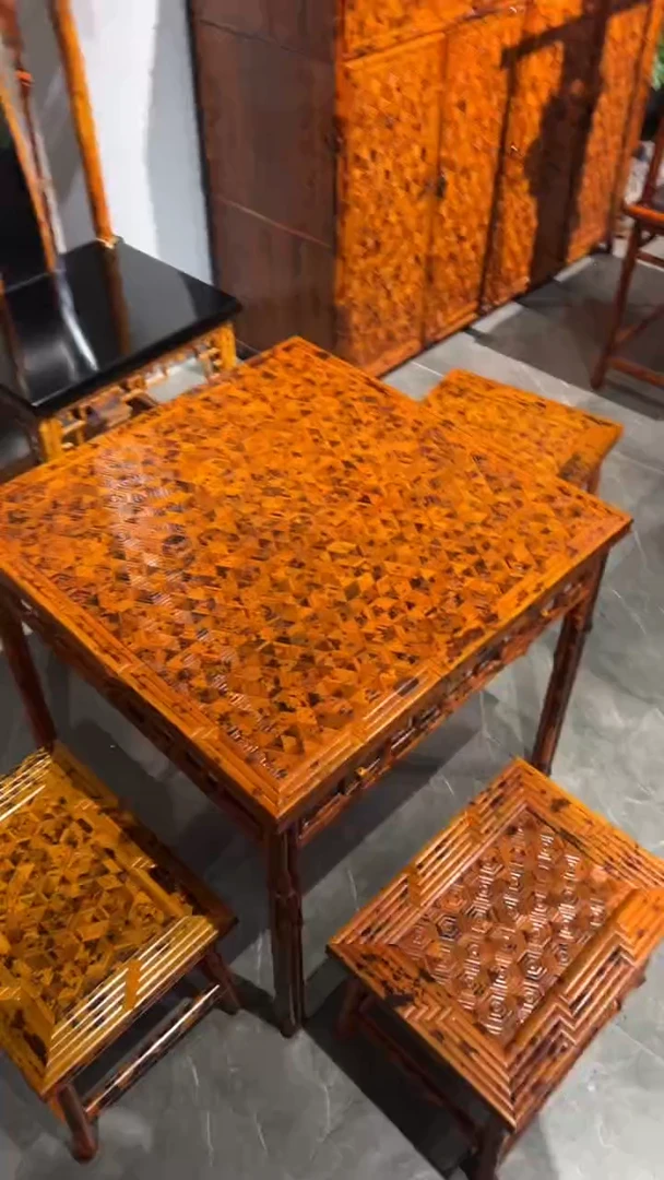 竹商**维湘妃竹方桌一套