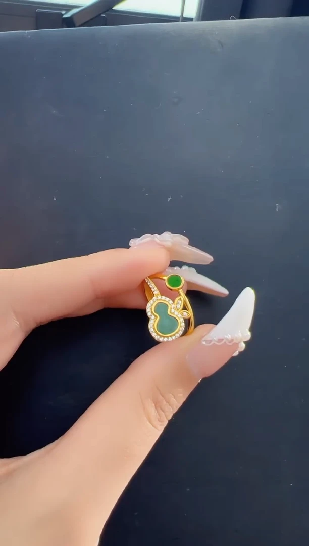 【闪购商品】翡翠戒指银S925镀金镶嵌天然缅甸翡翠A货戒指