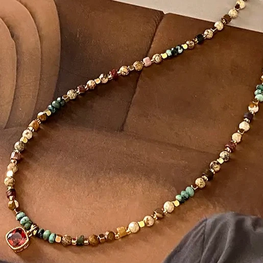 「沙漠玫瑰」波西米亚民族风串珠项链锁骨链复古颈链