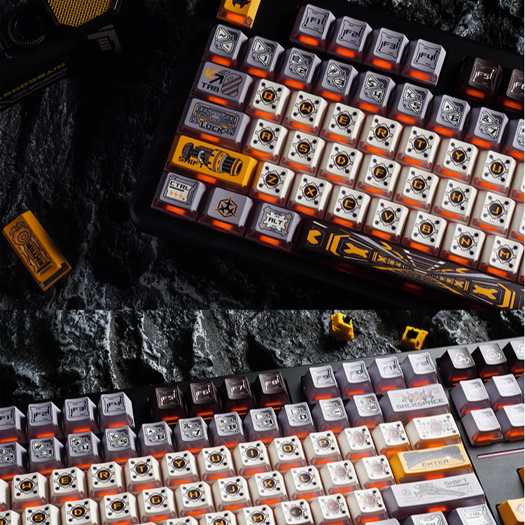 时空飞船键帽键盘PBT+PC双色注塑热升华透光电竞键帽漫画高颜值
