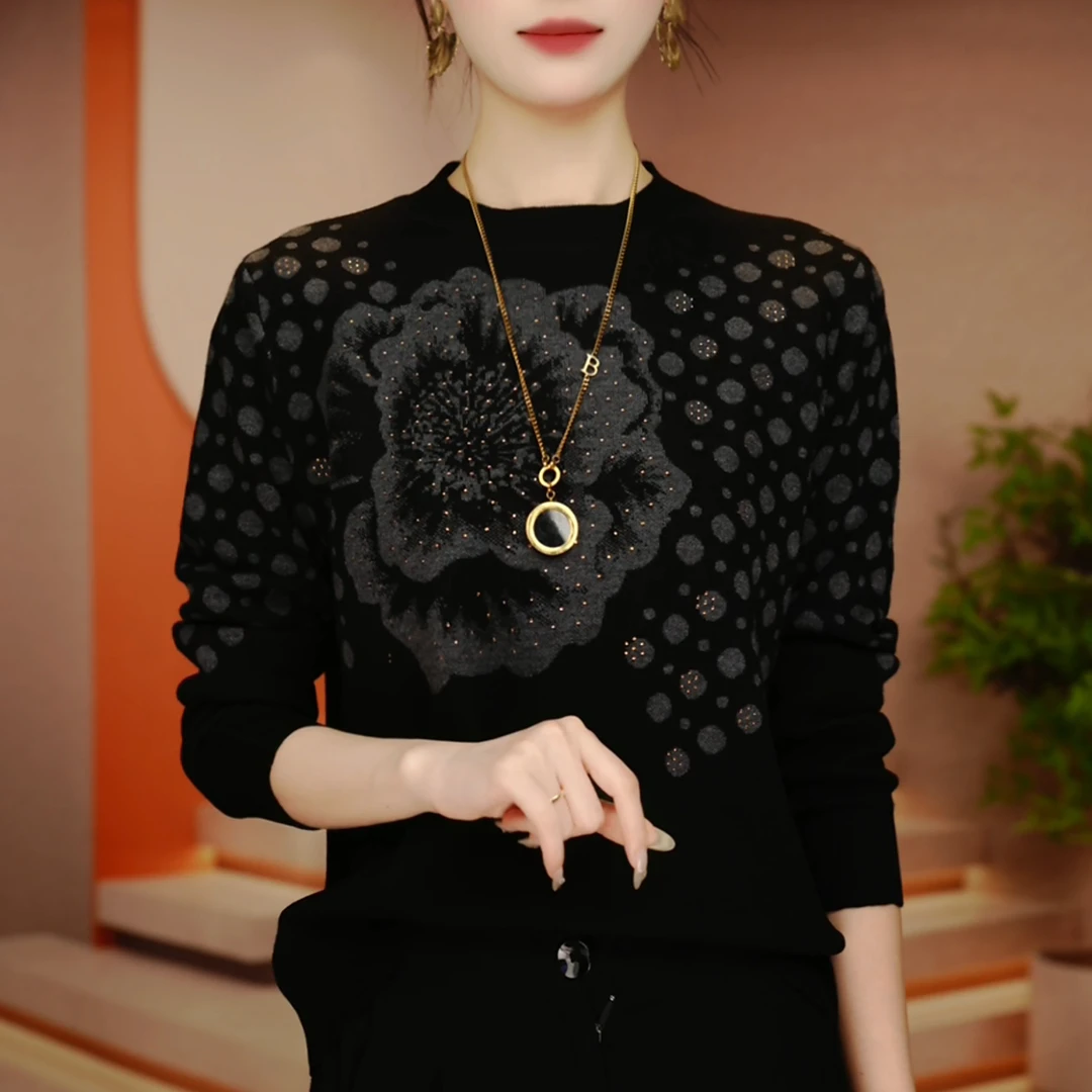 C250438-秋冬新款抗起球高端显瘦减龄洋气宽松女士气质时尚