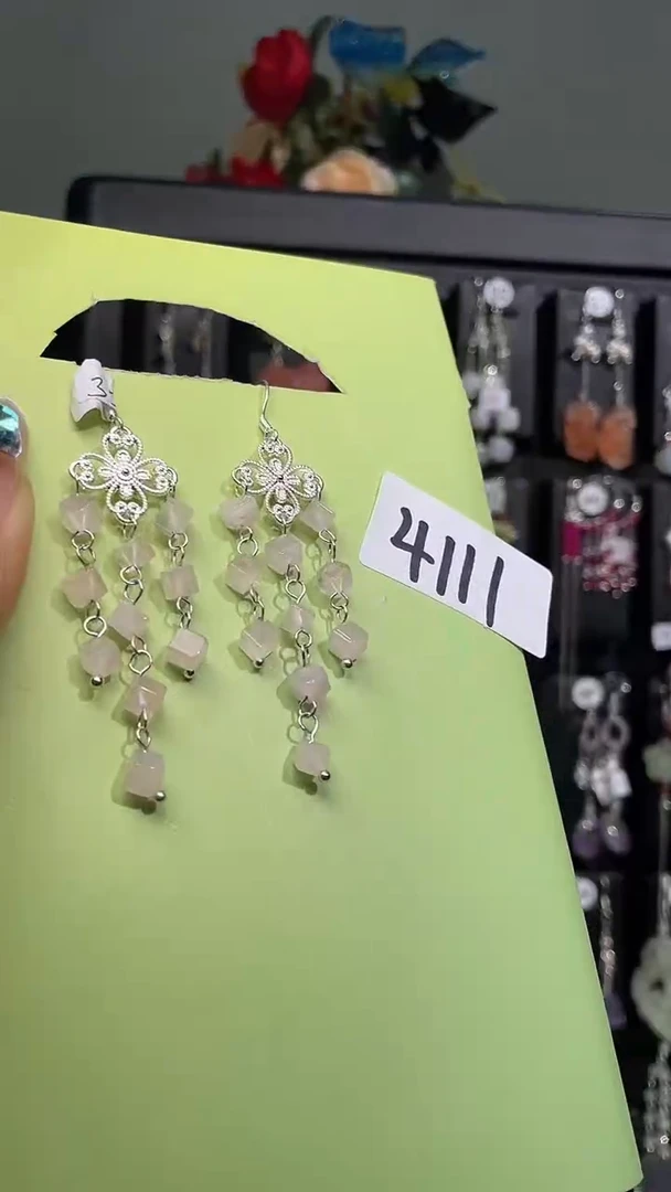 紫晶耳饰银S925镶嵌喜欢拍