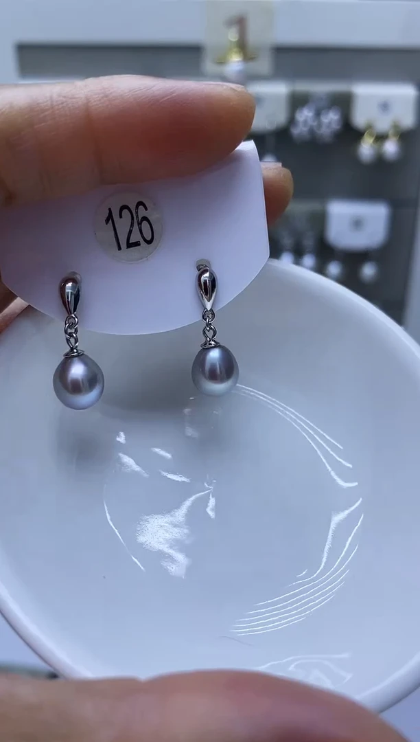 银S925镶嵌淡水珍珠耳饰126