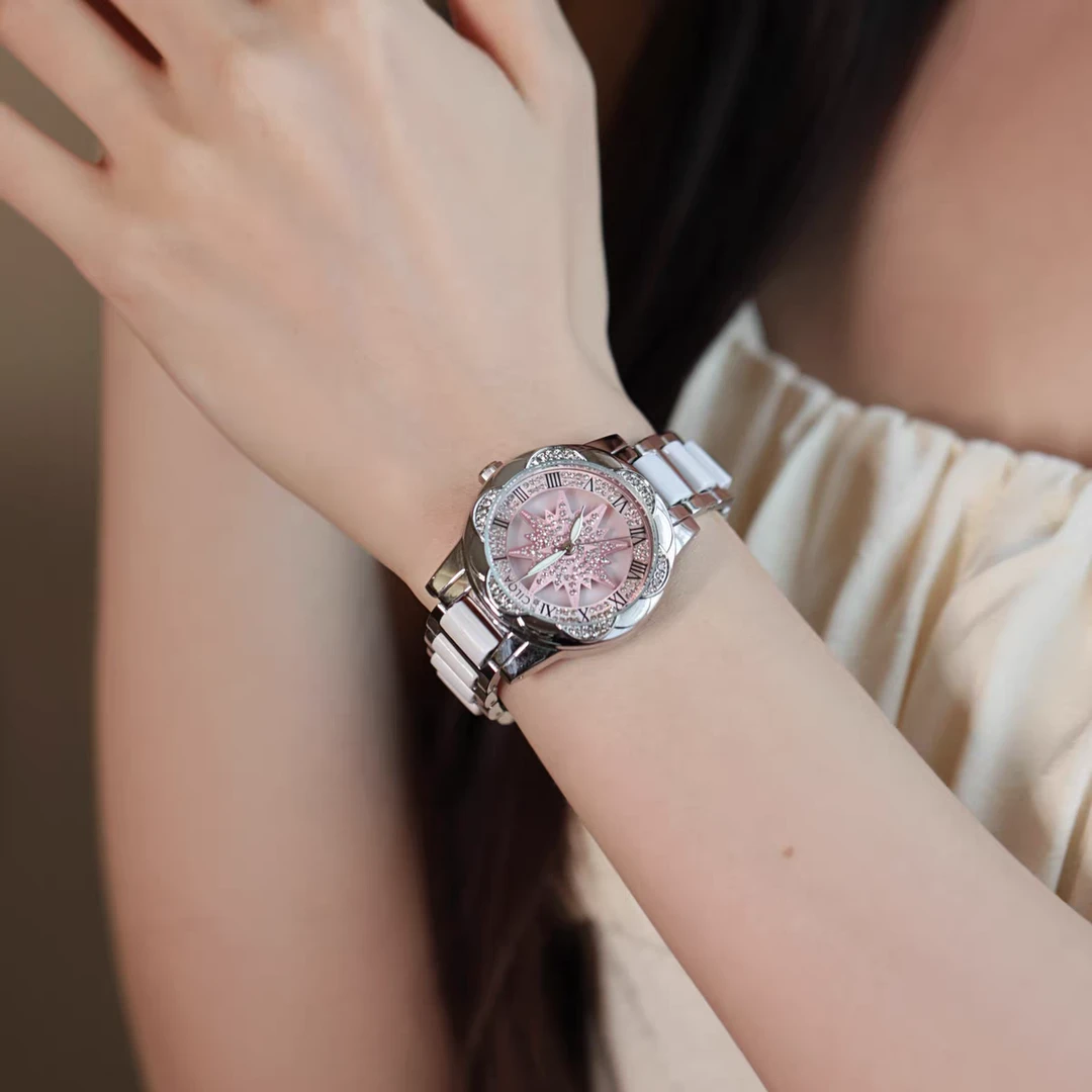 六芒星转盘表轻奢小众时来运转满钻太阳花旋转时尚高级感女士手表