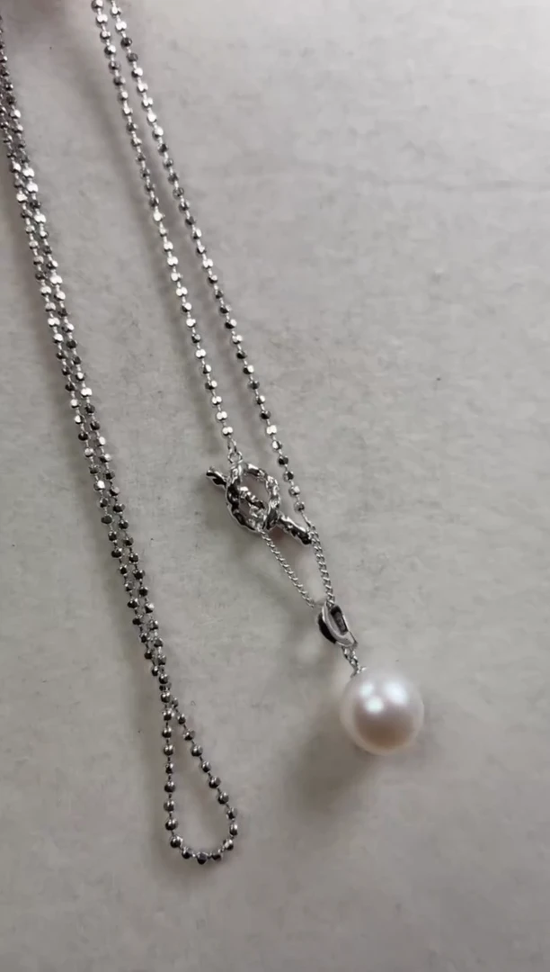 银S925镶嵌套链海水珍珠q738