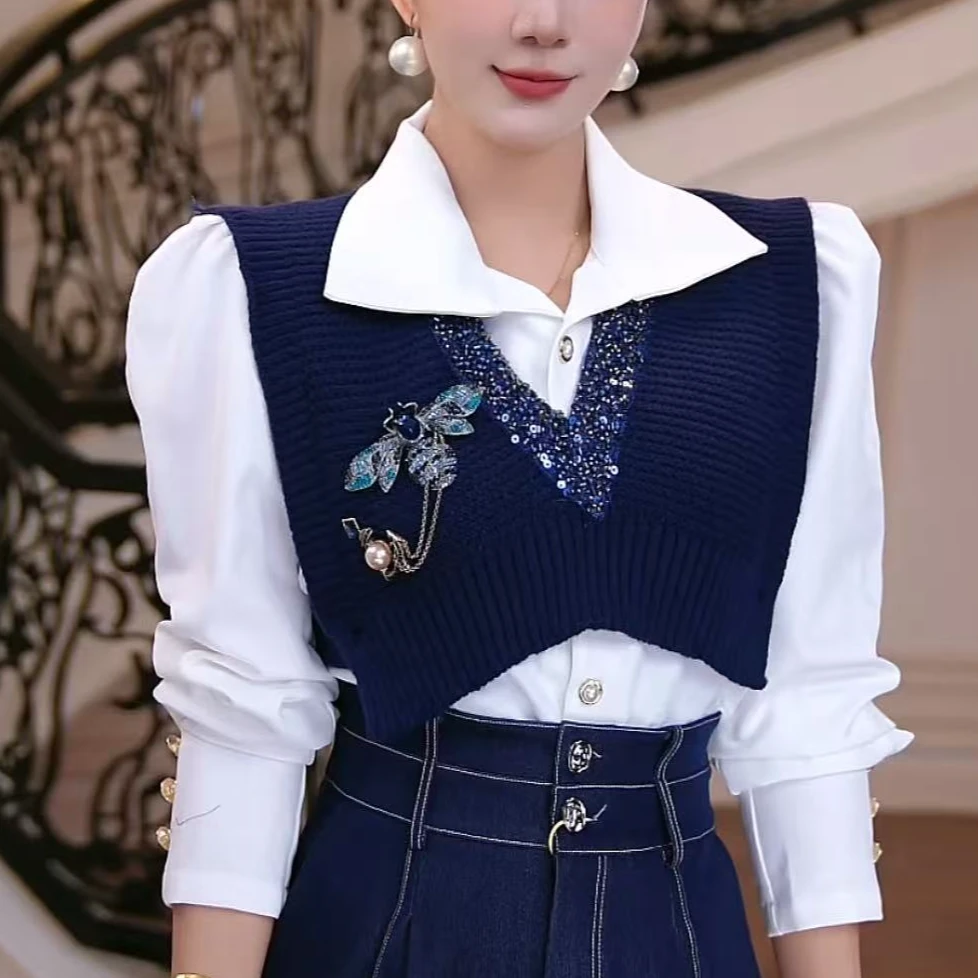 FNN【摩登引力】2025新款休闲洋气套装女穿搭气质女装马甲F2530321A