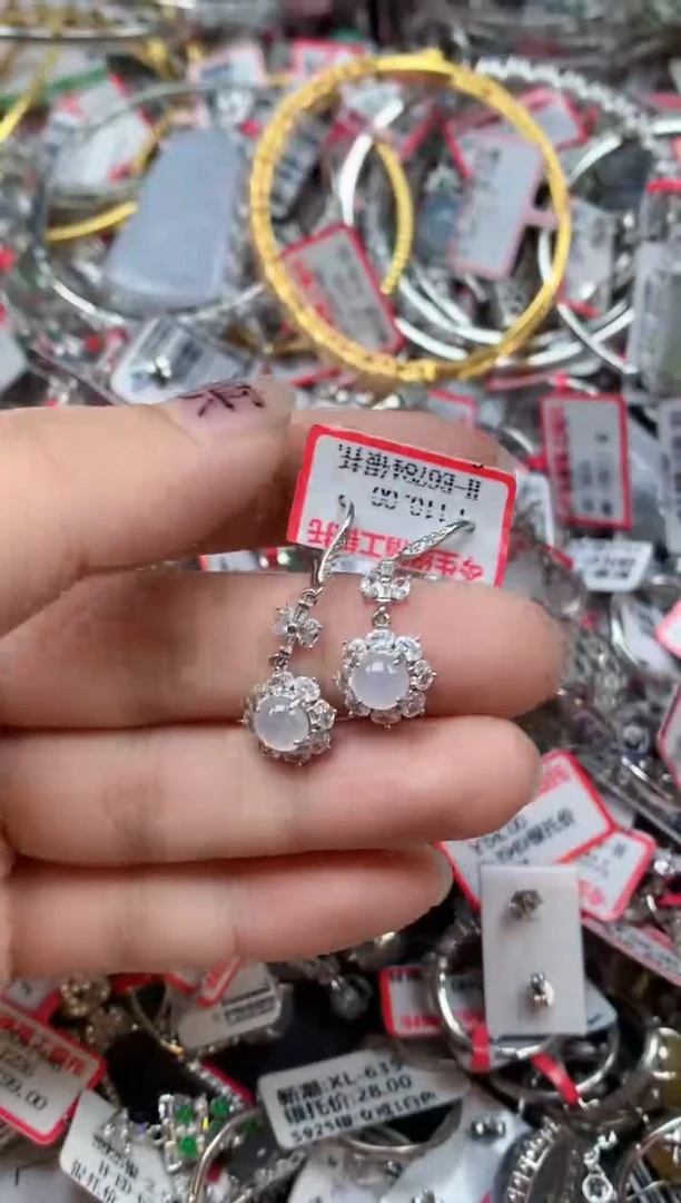 银S925镶嵌戒指翡翠天然A货缅甸翡翠