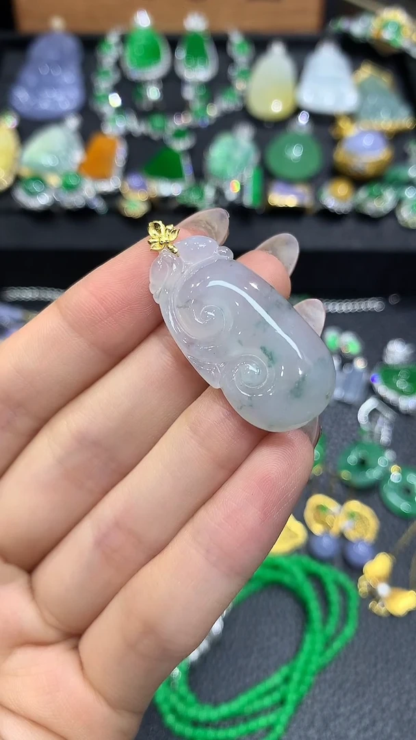 翡翠18K金镶嵌吊坠(不含链)1吊坠不含链
