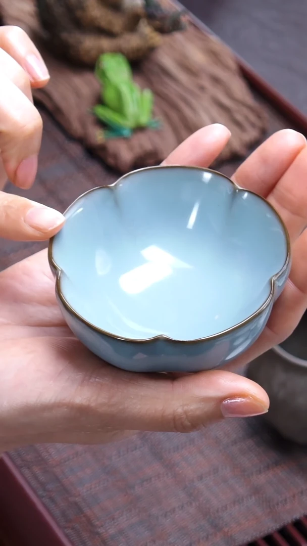 【闪购商品】紫砂茶杯九序 玉青釉《梅花杯》