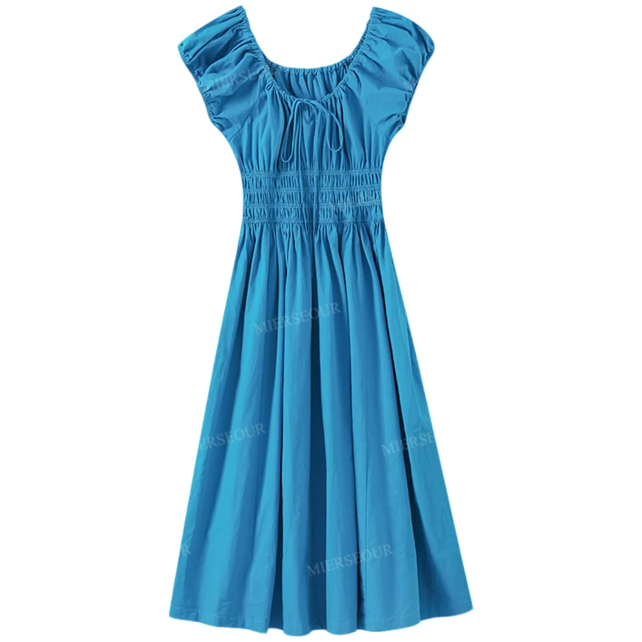 【封后轻奢设计】【自在之姿】100棉褶皱设计显瘦收腰连衣裙3271