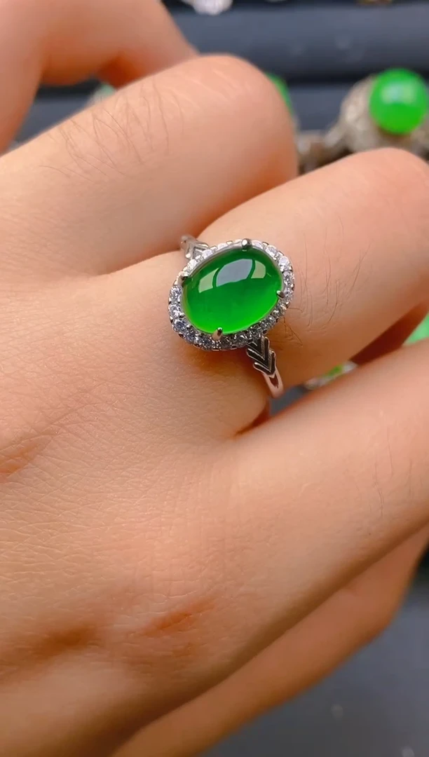 【闪购商品】翡翠戒指银S925镶嵌天然A货翡翠1