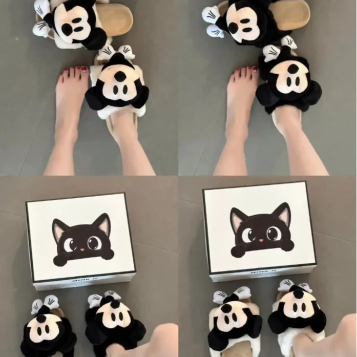 时尚百搭学生可爱卡通大一字拖外穿女2025年秋冬季新款家居潮