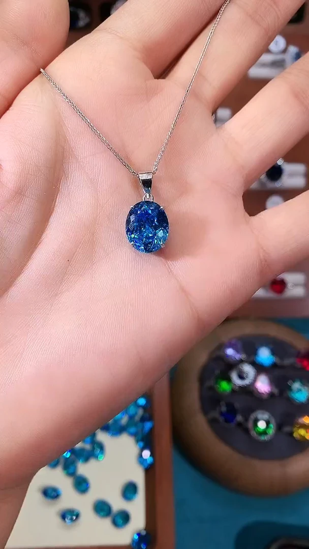 无吊坠925银海蓝色吊坠鸟巢切1012