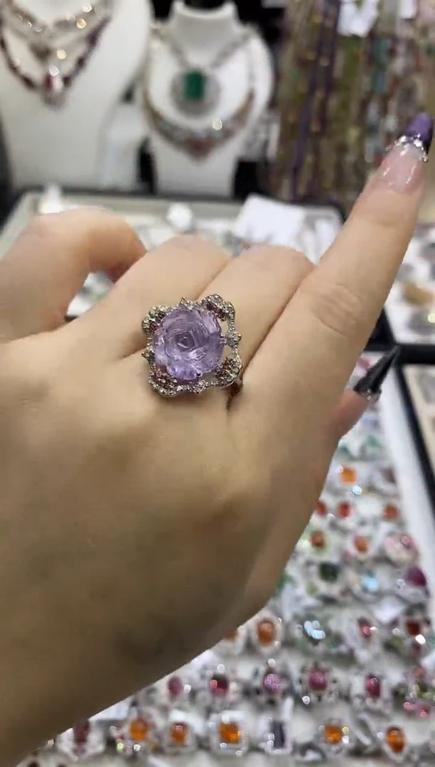 银S925镶嵌戒指紫晶楚楚珠宝中古甄选不退换