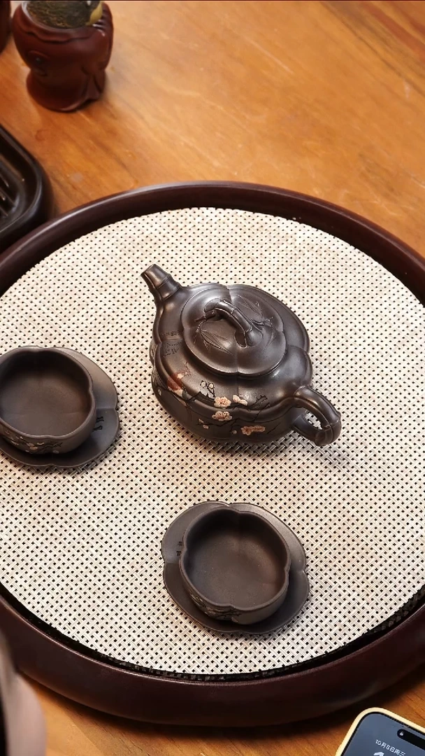 LJWXM58老紫泥双线竹鼓套组