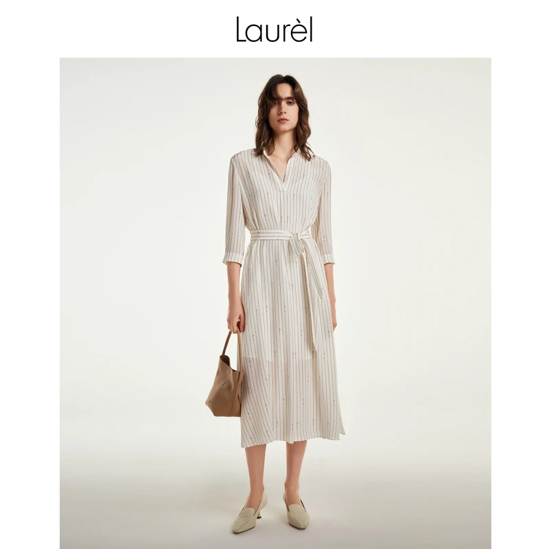 【丽公主专享】Laurel劳芮春条纹衬衫式连衣裙LWL351Y09000
