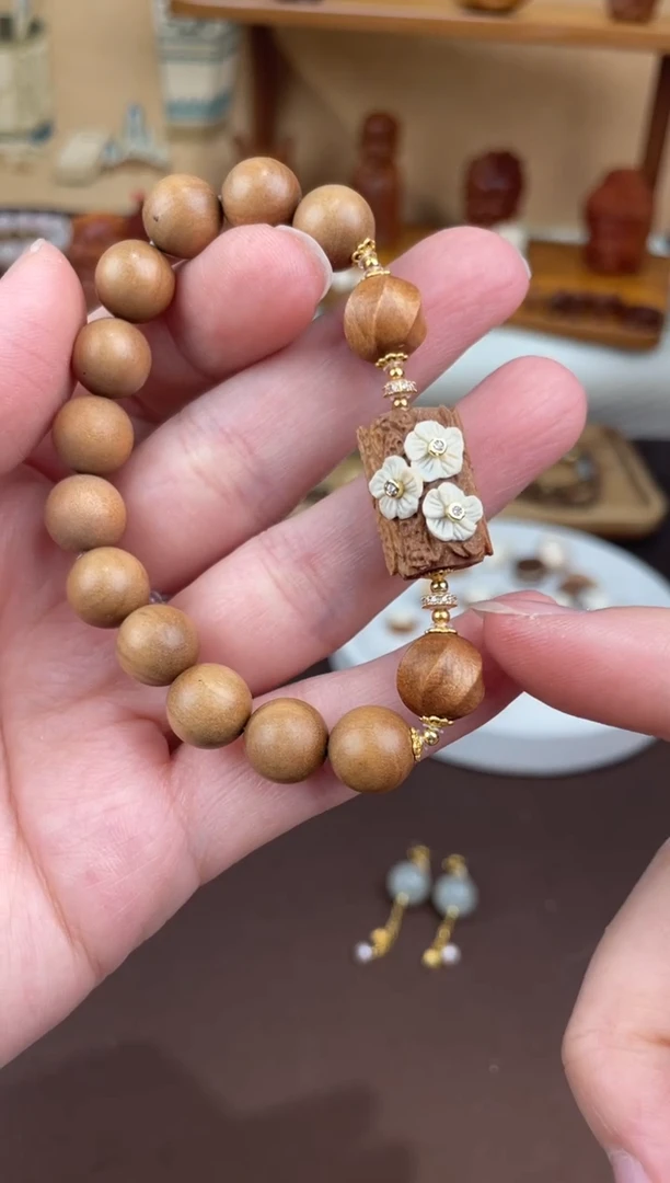 檀香木手串/手链印度老山檀香10mm枯木逢春单圈