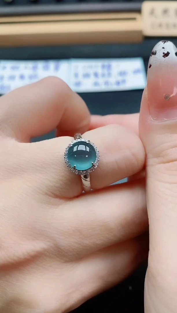 银S925镶嵌戒指翡翠1