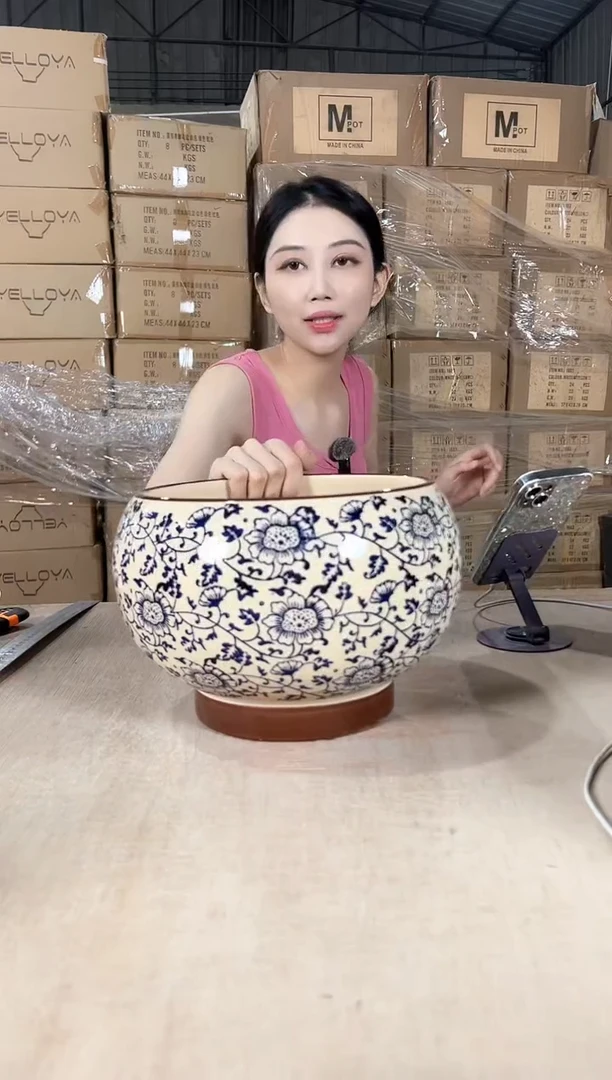 玲*圆球青花瓷大号22x18