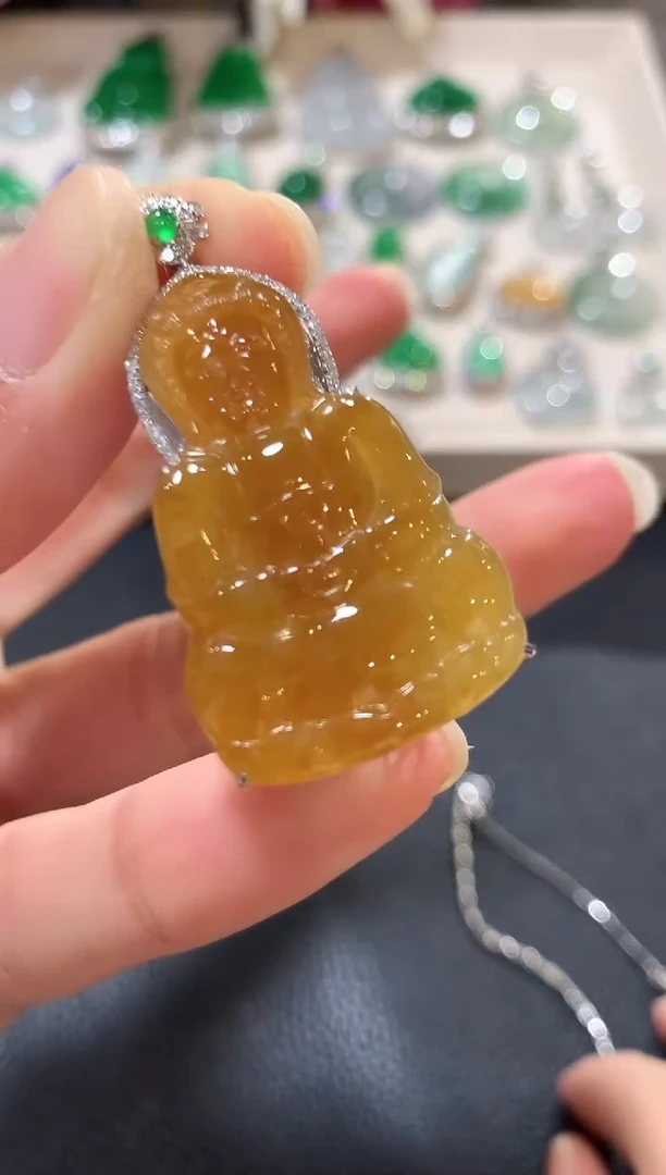 吊坠(不含链)18K金镶嵌翡翠z176