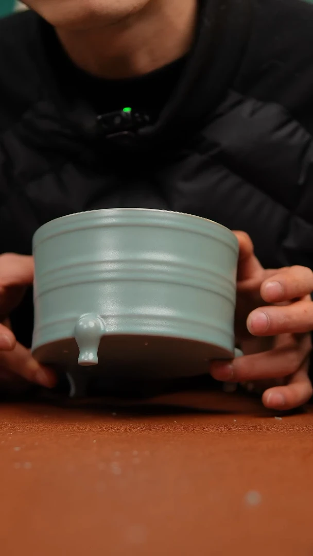 【闪购商品】瓷片仿古天青玄纹樽微瑕福利