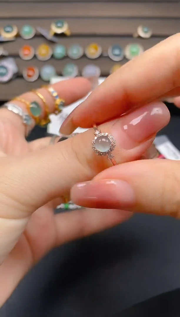 翡翠戒指银S925镶嵌13