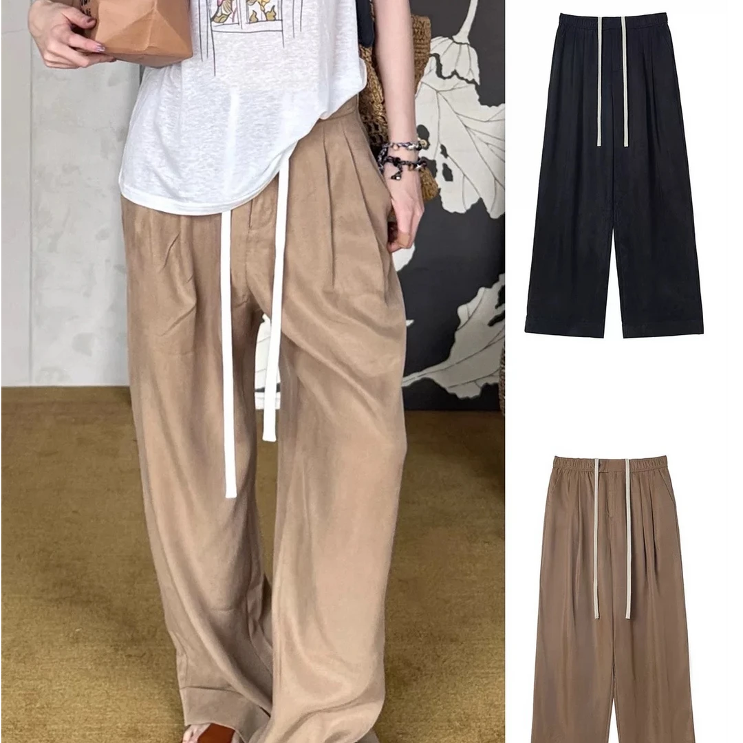 UHW25春夏新款抽绳双褶休闲裤显瘦百搭时尚