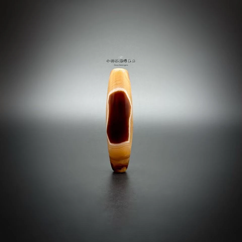 天然缠丝玛瑙天地珠 天圆地方 尺寸 50*14