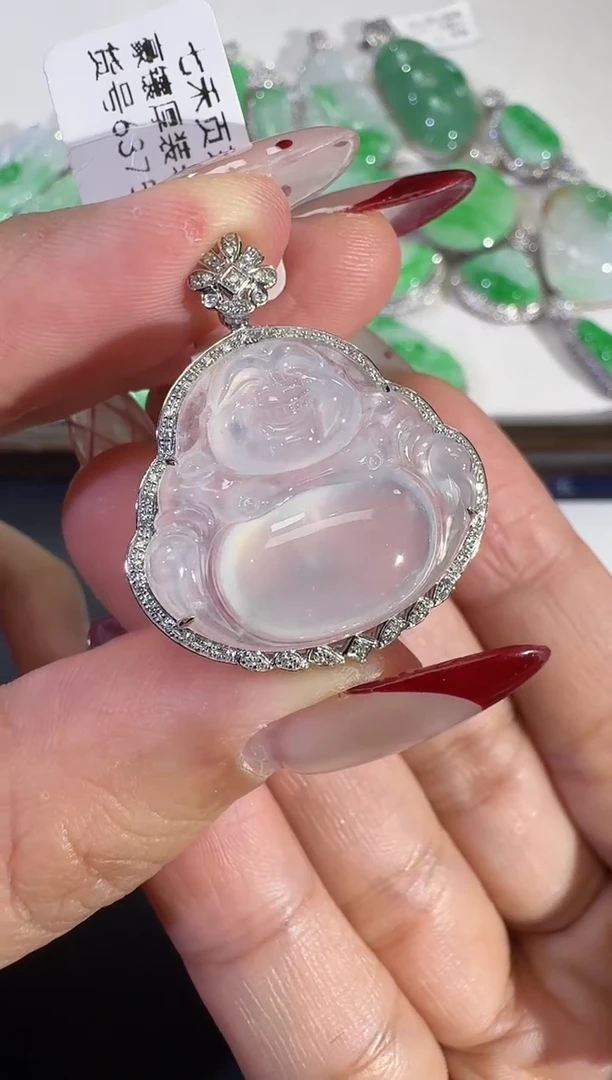 吊坠(不含链)18K金镶嵌翡翠【源头工厂品控】钻石镶嵌