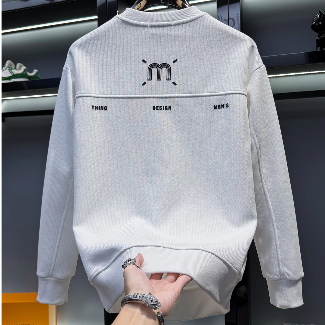 吉伦略索春秋潮流欧货圆领男士卫衣字母印花宽松休闲长袖上衣T恤