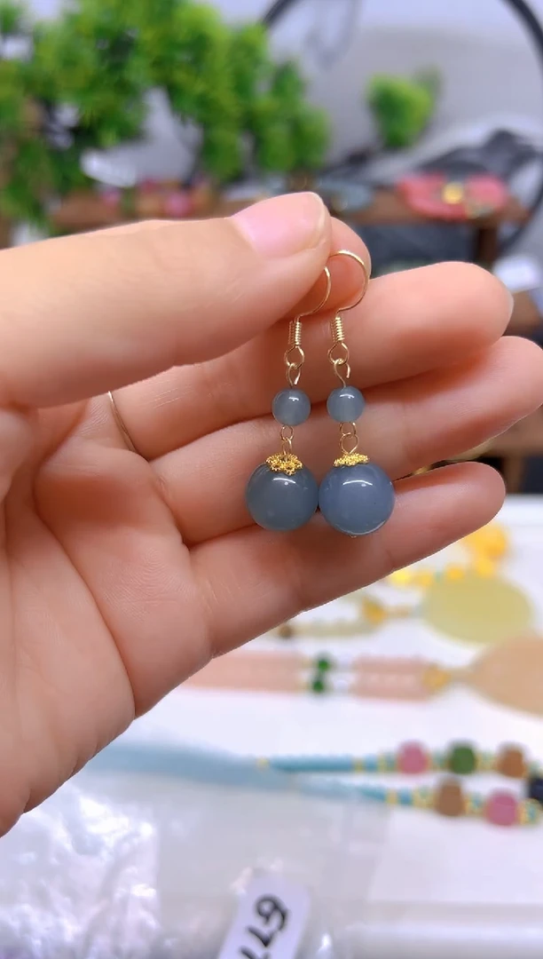 翡翠14K金镶嵌耳饰E779