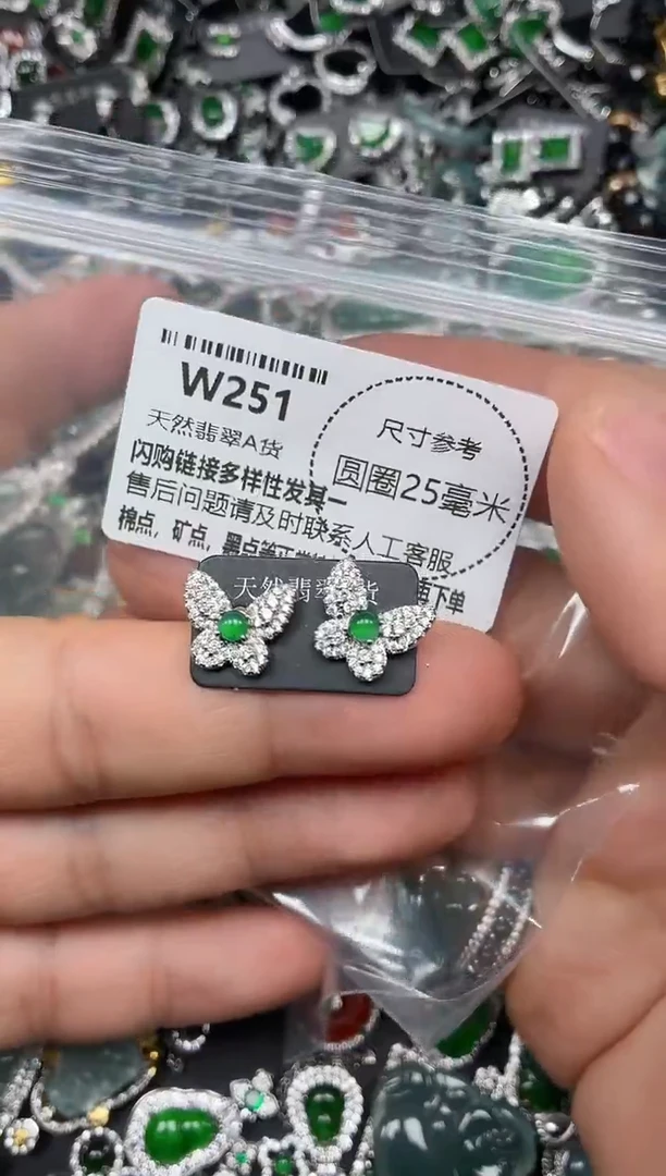 翡翠未镶嵌颈饰W251耳钉