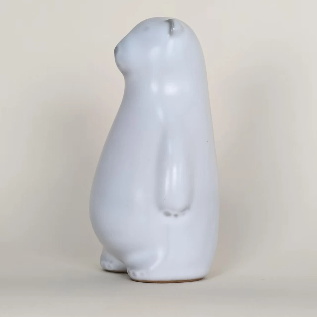 【福利款】泥想造物 可爱小熊乳白色任晓飞卡通手工陶瓷创意摆件