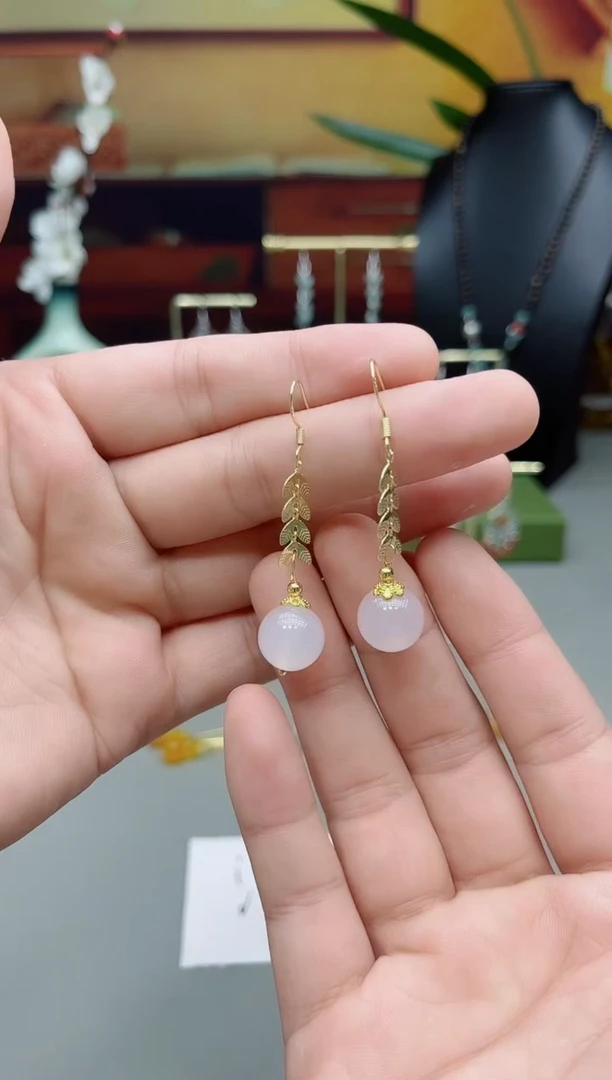 银S925镶嵌耳饰玛瑙/玉髓901