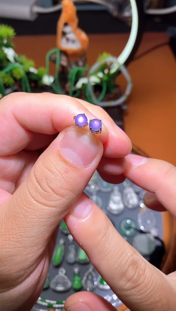 【闪购商品】翡翠耳饰银S925镶嵌耳钉