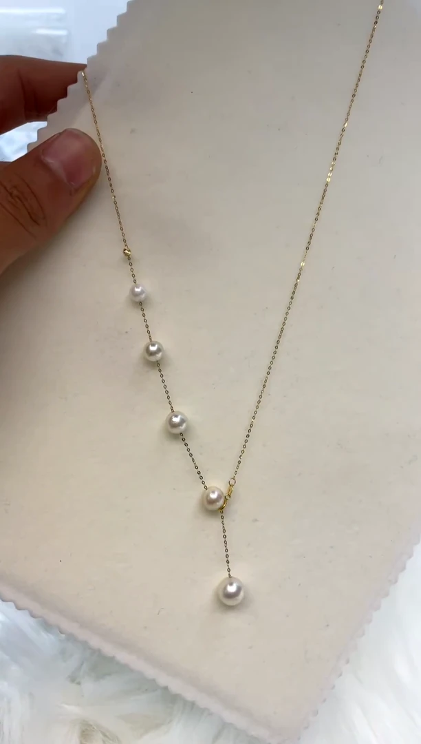 颈饰18K金镶嵌海水珍珠5-9