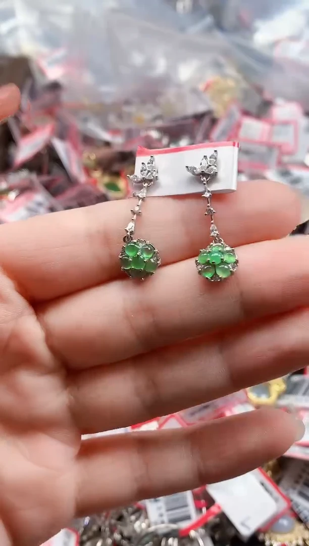 银S925镶嵌戒指翡翠天然A货缅甸翡翠