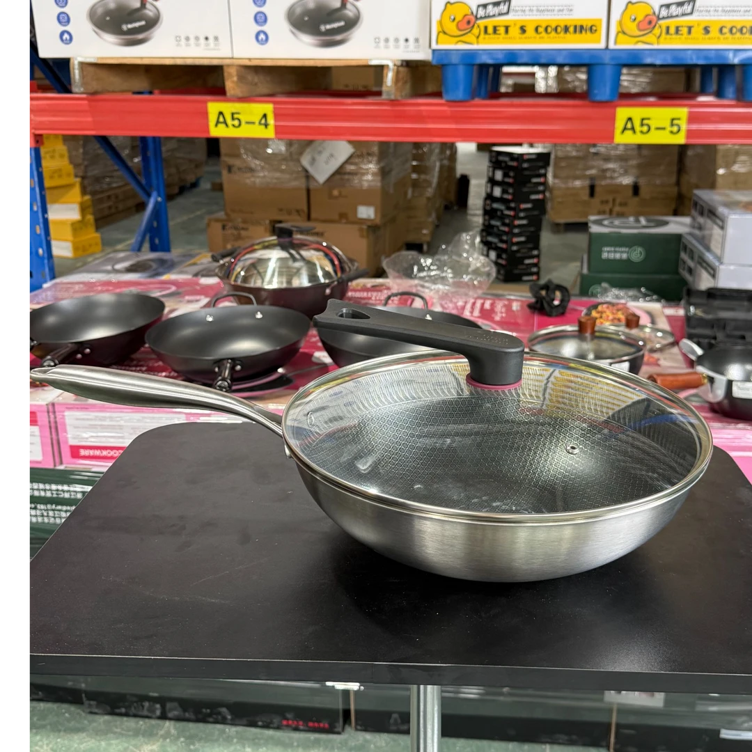 【工厂直发】 W039  304不锈钢不粘炒锅  32cm 不挑花纹不挑品牌