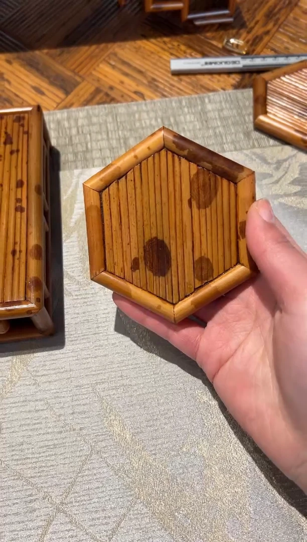 【闪购商品】扇子福建红湘妃竹杯垫