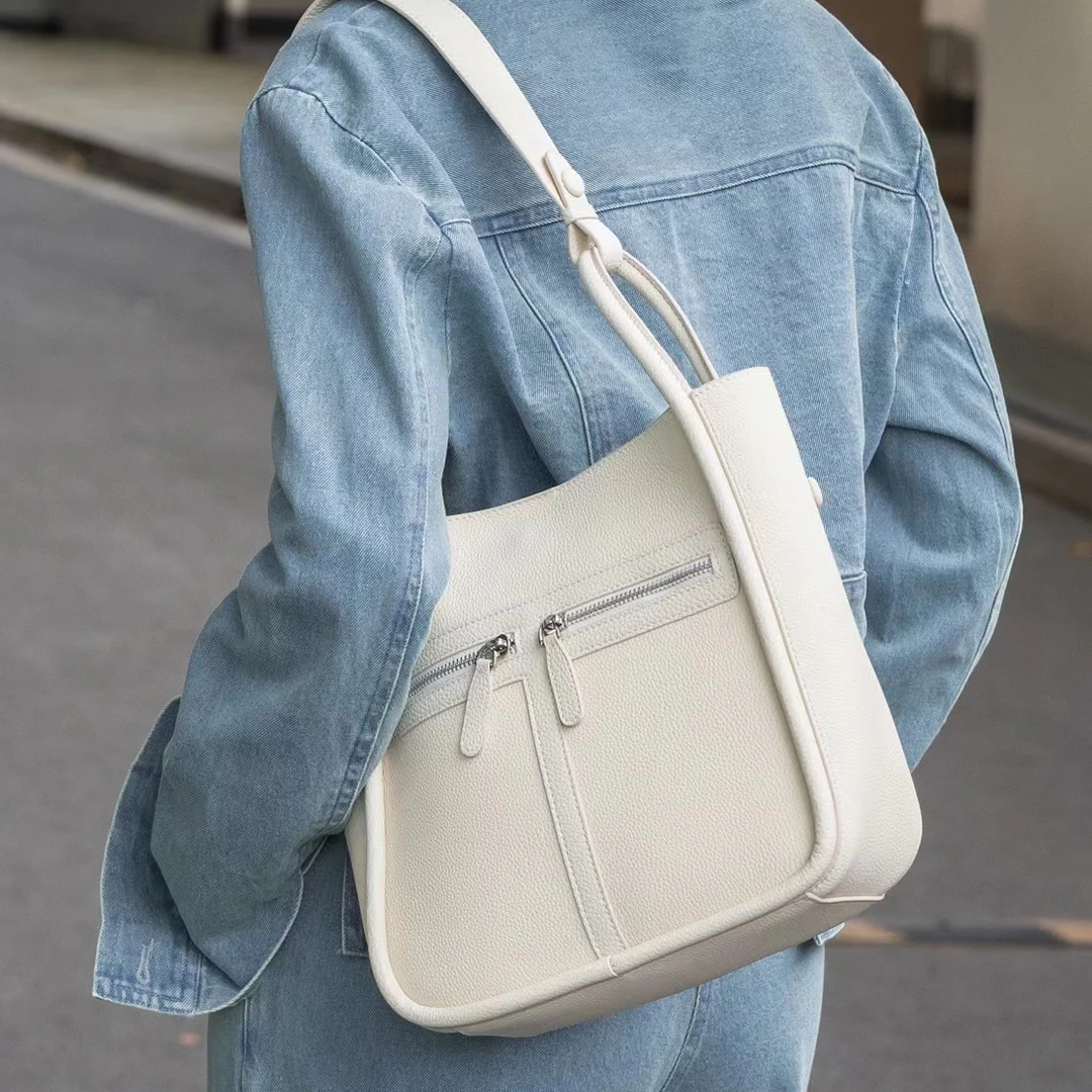 【尚恩CC】KLL-66077-奶昔白-轻奢时尚女士新款手提单肩斜挎包