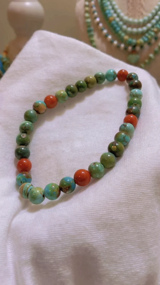 未镶嵌绿松石珠宝半成品5.8mm多宝手串